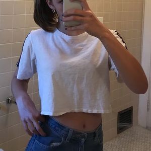 white cropped shirt